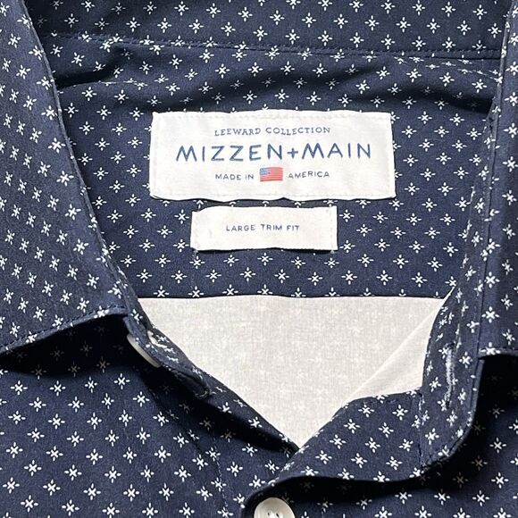 Mizzen Main Shirt Mens Large Trim Fit Blue Leeward Performance Stretch Work - Picture 1 of 6
